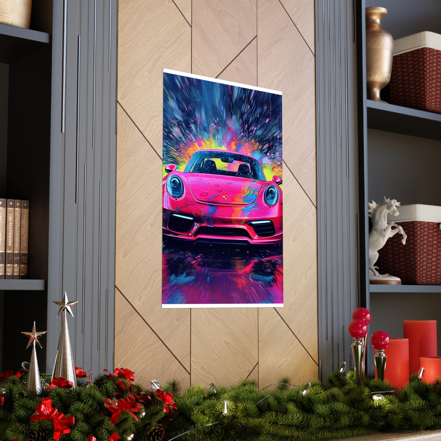 Premium Matte Vertical Posters Pink Porsche water fusion 3