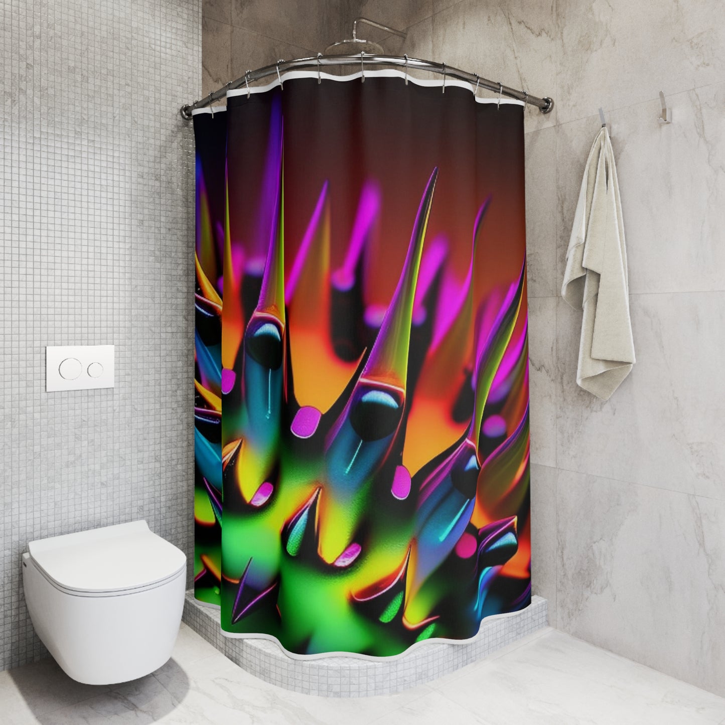 Polyester Shower Curtain Macro Neon Spike 1