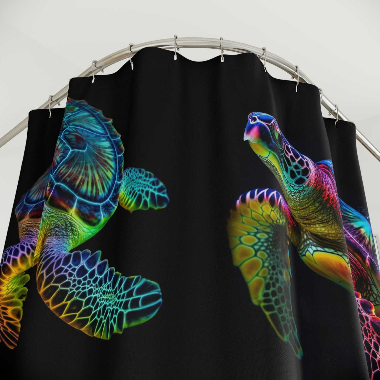 Polyester Shower Curtain neon sea turtle 4 pack