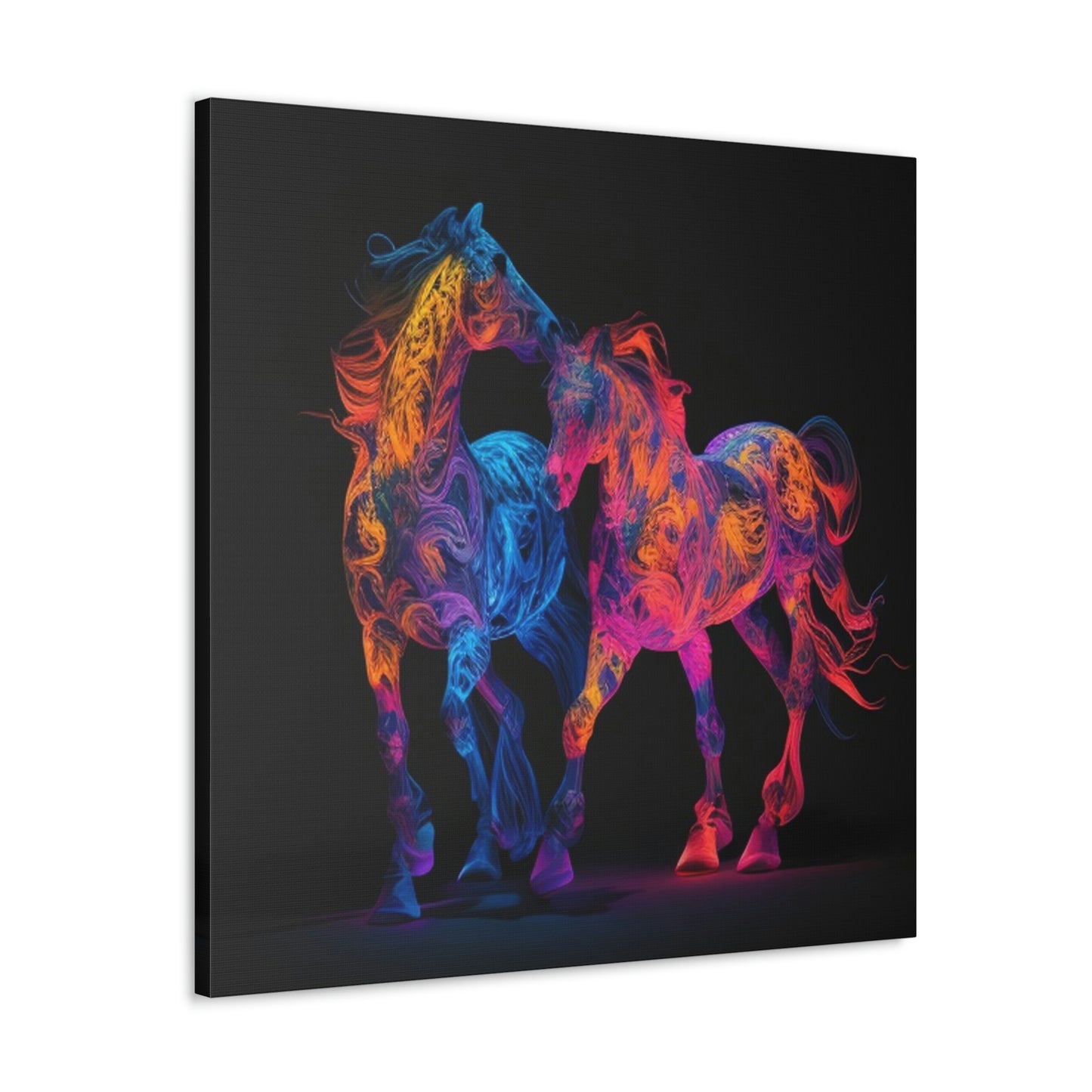 Canvas Gallery Wraps Two Neon Horses 1