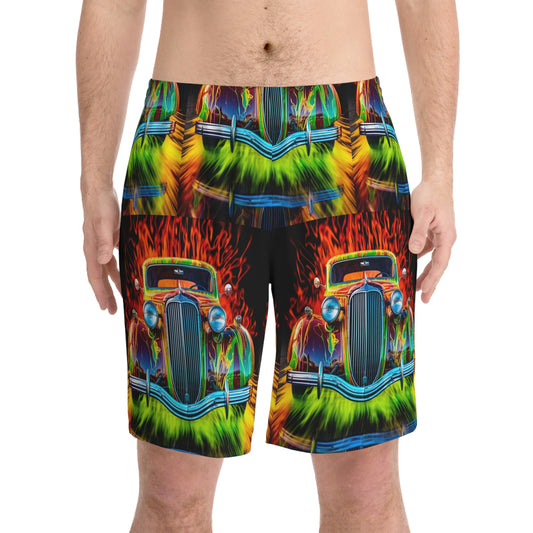 Men's Elastic Beach Shorts (AOP) Hotrod Water 2