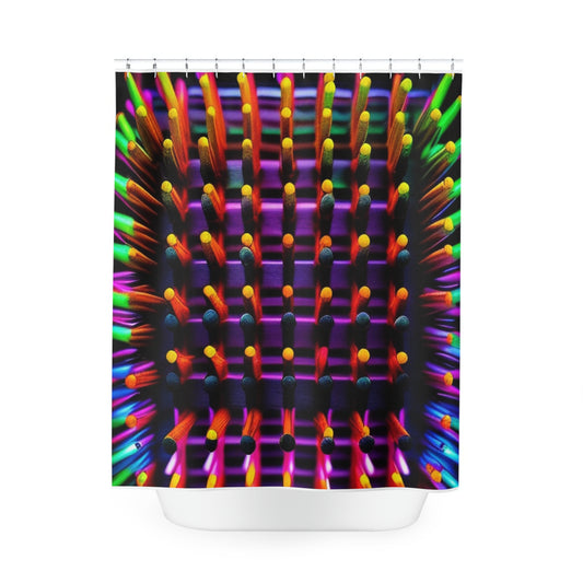 Polyester Shower Curtain Macro Cactus neon square 2