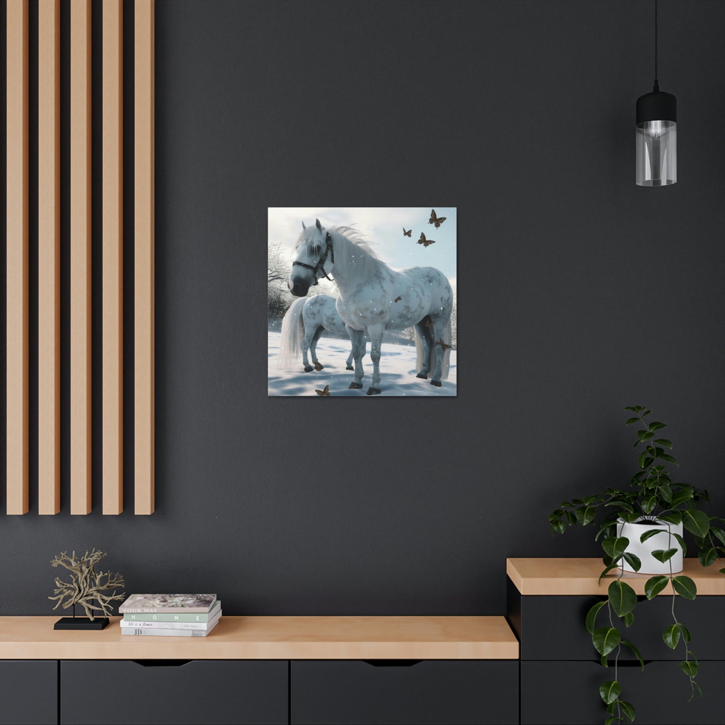 Canvas Gallery Wraps Butterfly Snow Horses 1