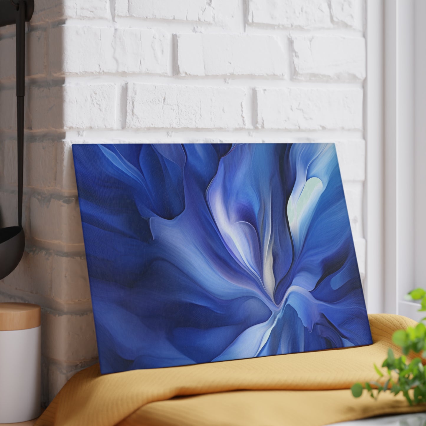 Glass Cutting Board Abstract Blue Tulip 3