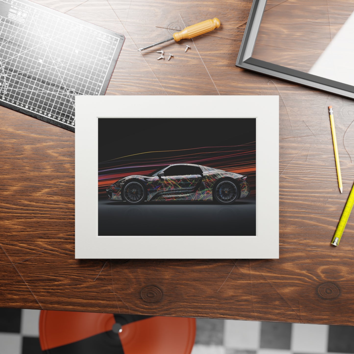 Fine Art Prints (Passepartout Paper Frame) Porsche Line 4