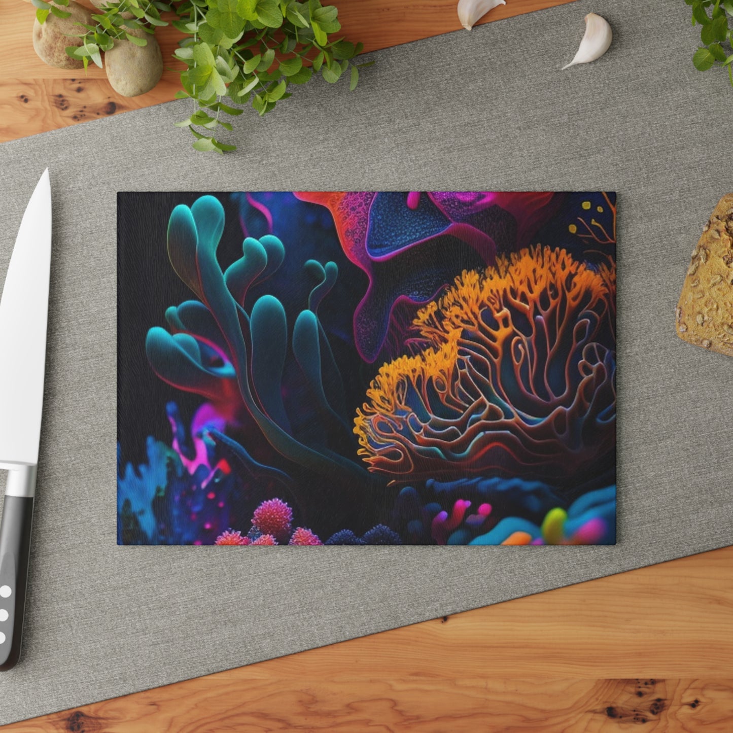 Glass Cutting Board Macro Coral Reef 2