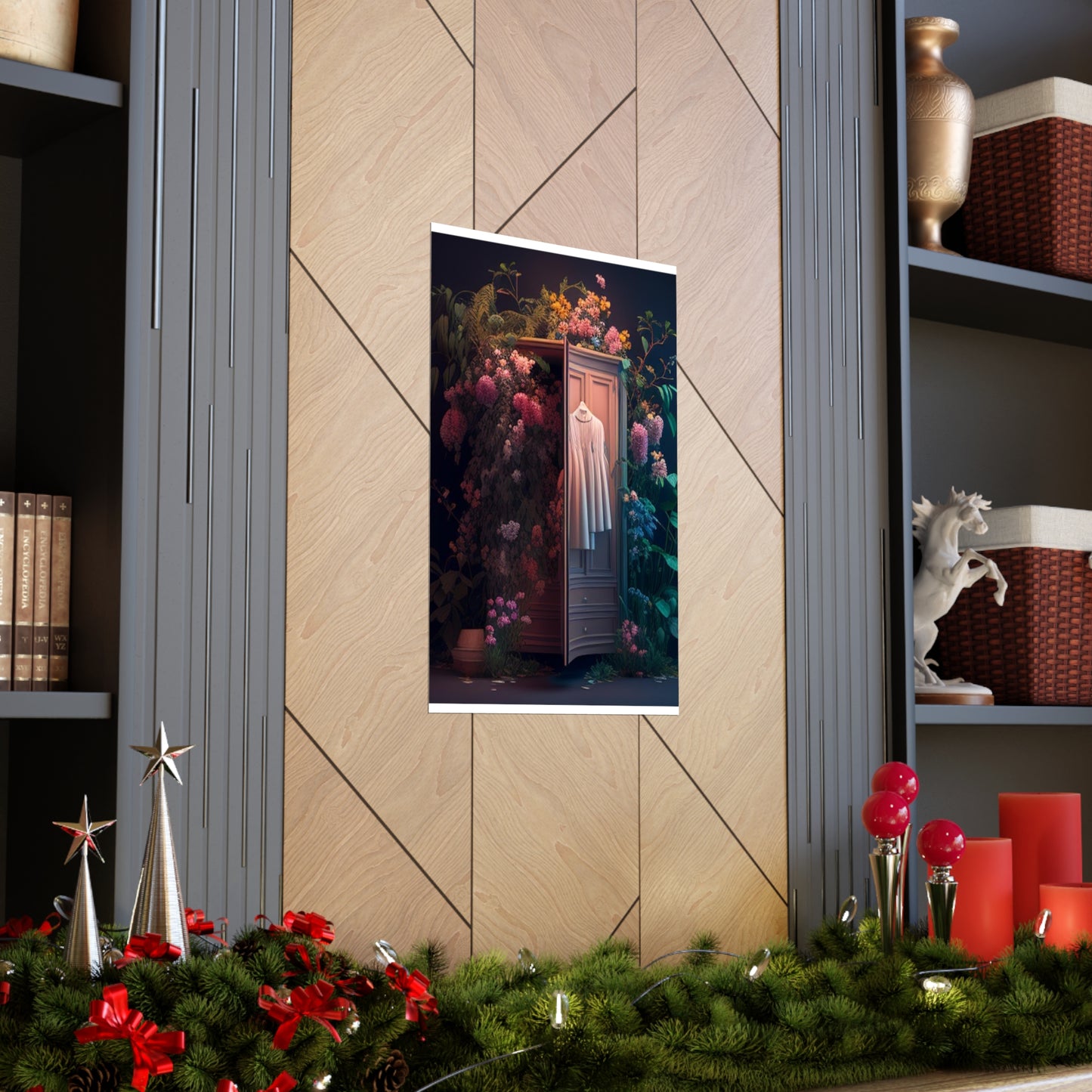 Premium Matte Vertical Posters A Wardrobe Surrounded by Flowers 3