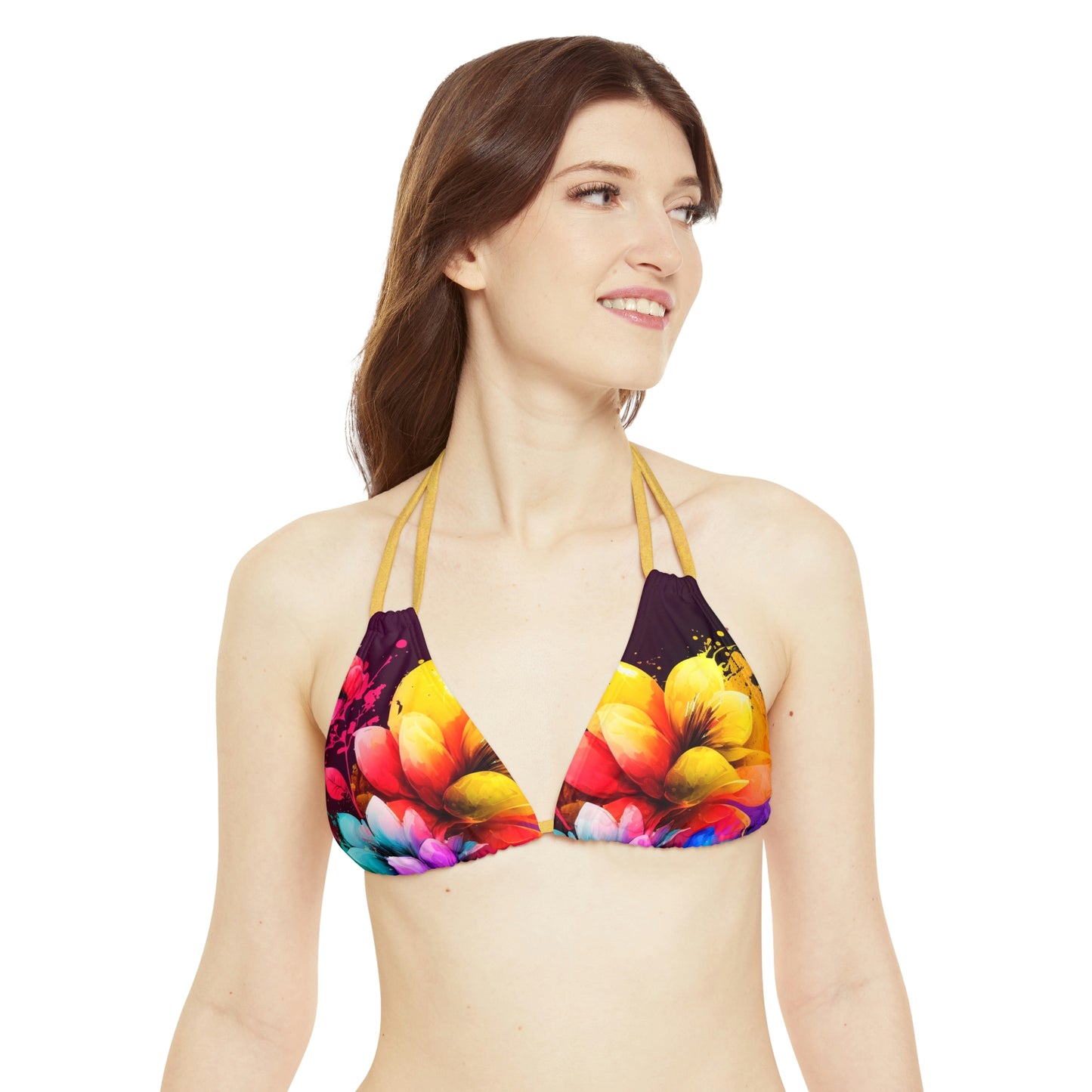 Strappy Bikini Set (AOP) Bright Spring Flowers 3