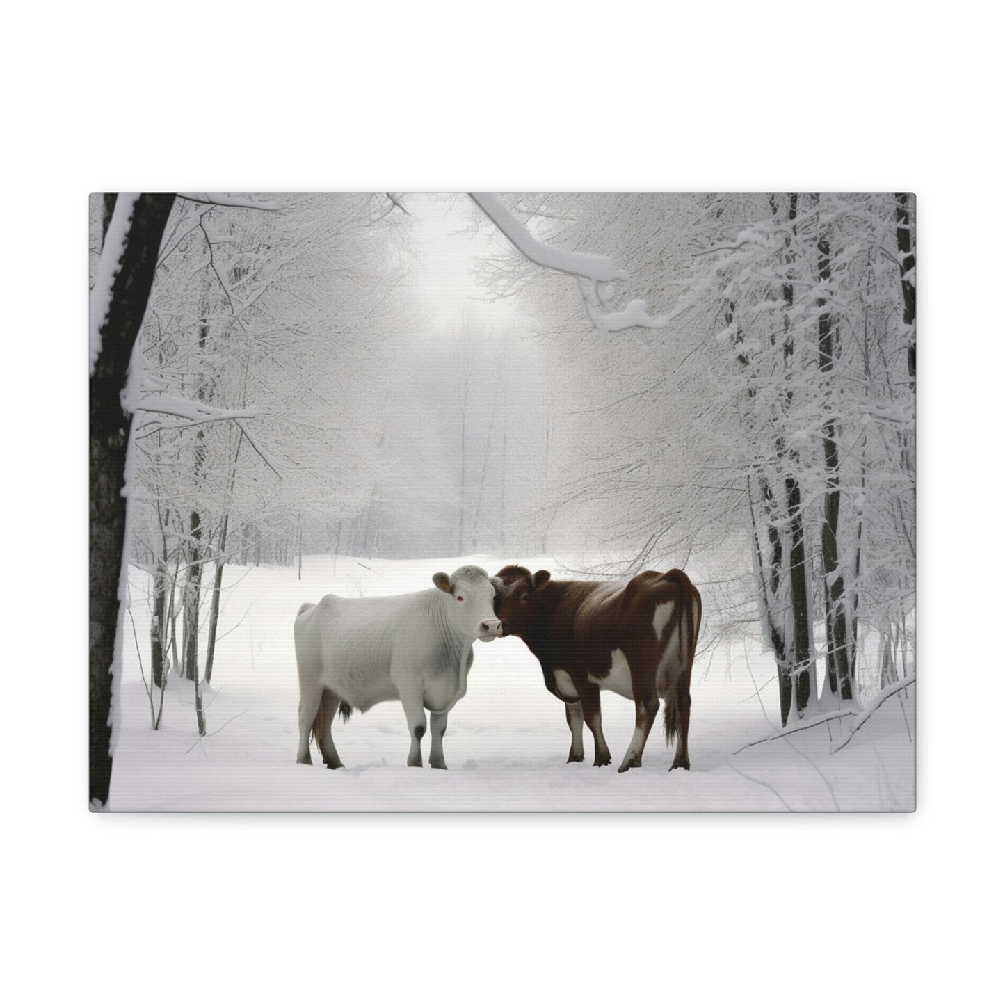 Canvas Gallery Wraps Long Haired Cow snow 4