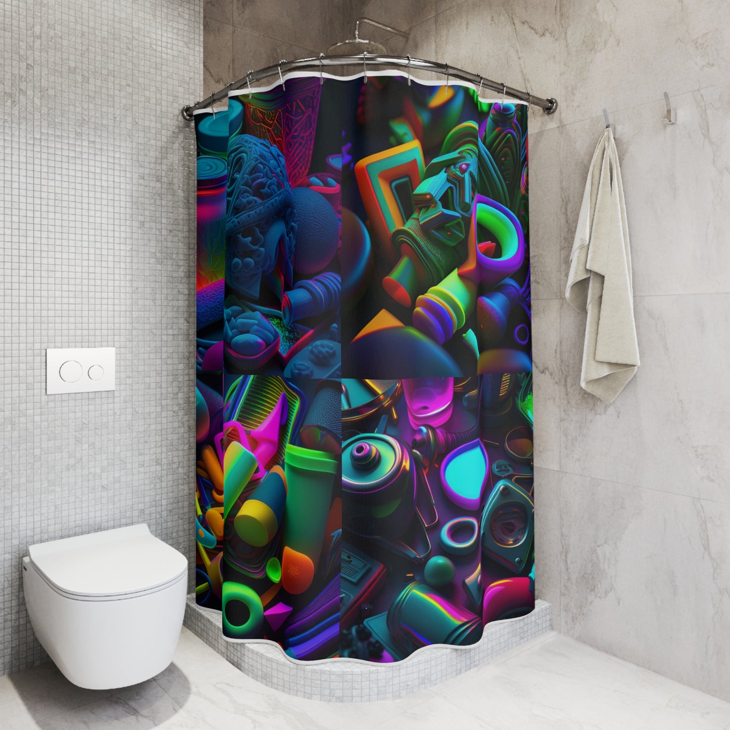Polyester Shower Curtain Neon Glow