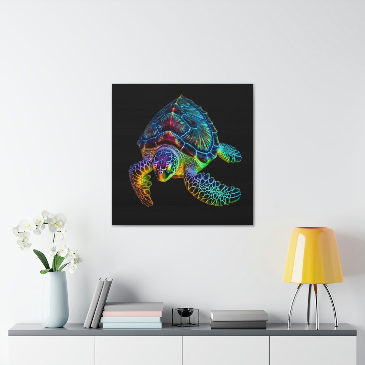 Canvas Gallery Wraps Neon Sea Turtle 1