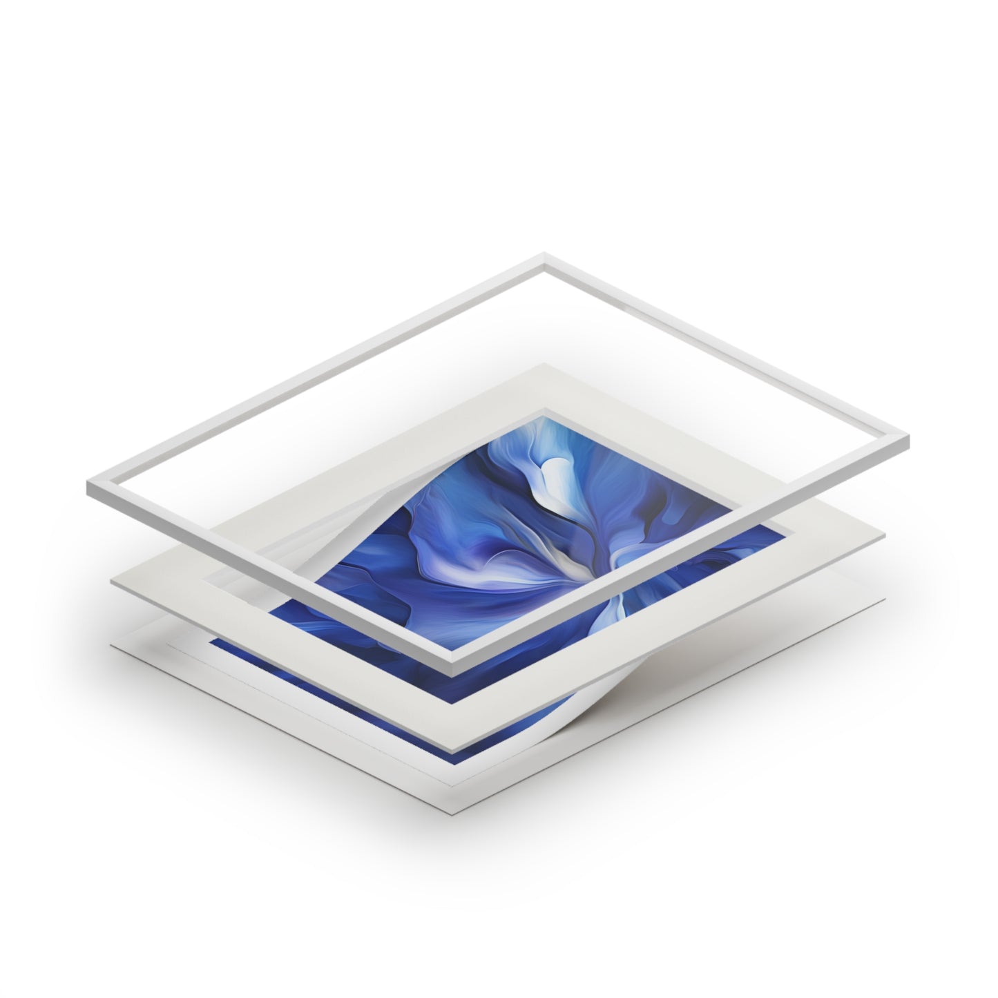 Fine Art Prints (Passepartout Paper Frame) Abstract Blue Tulip 3