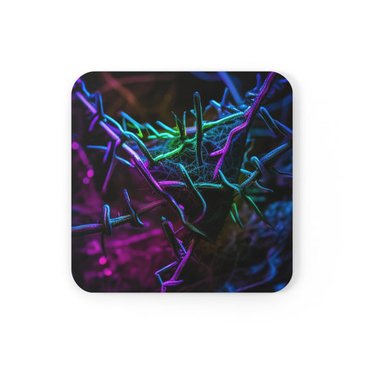 Cork Back Coaster Macro Neon Barb 3