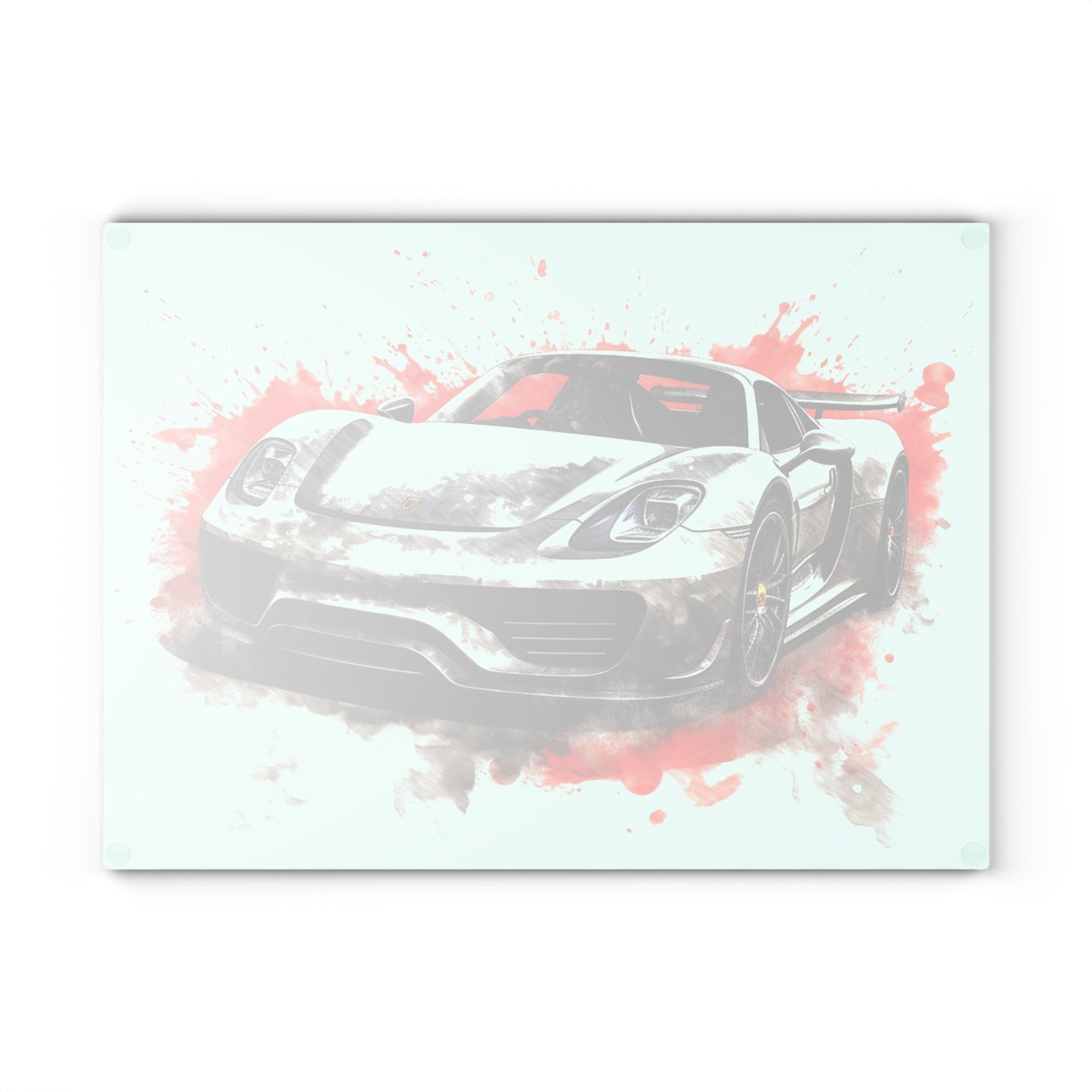 Glass Cutting Board 918 Spyder white background driving fast with water splashing 4