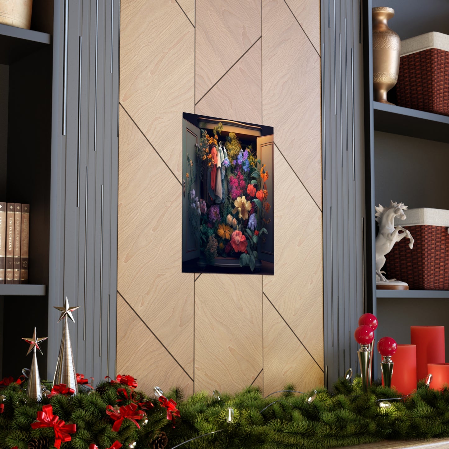 Premium Matte Vertical Posters A Wardrobe Surrounded by Flowers 4