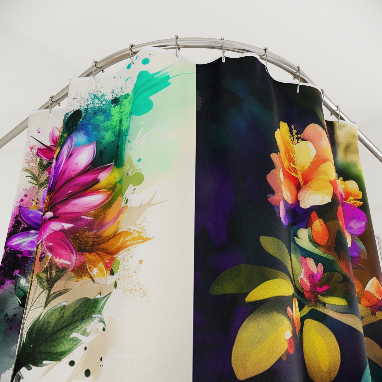 Polyester Shower Curtain bright spring flowers 4 pack