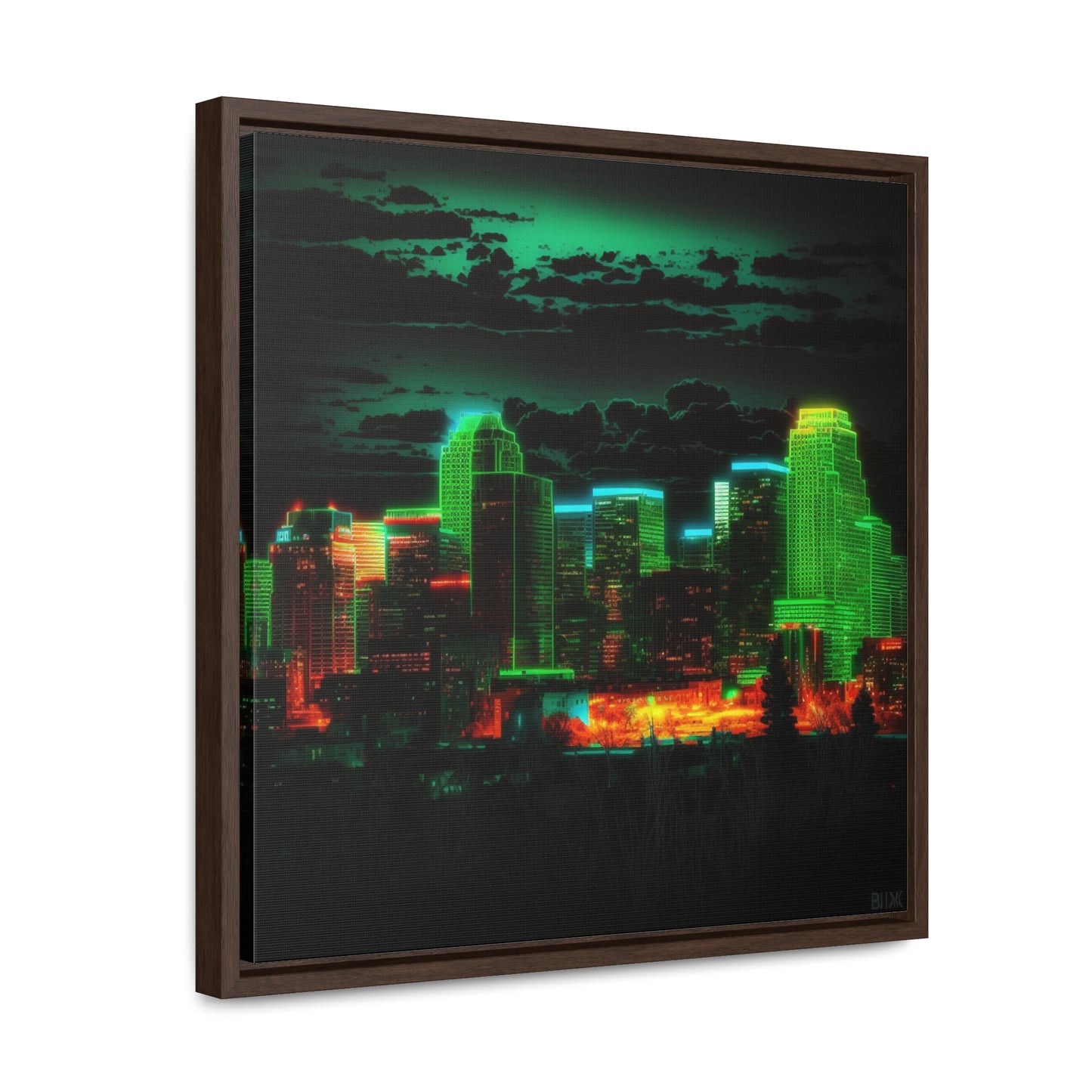 Gallery Canvas Wraps, Square Frame Neon Denver 3