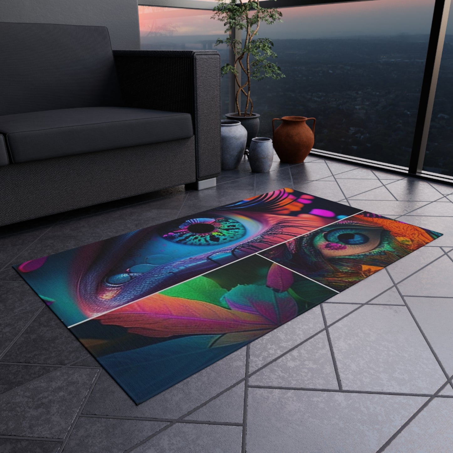 Outdoor Rug  Neon Florescent Glow 3