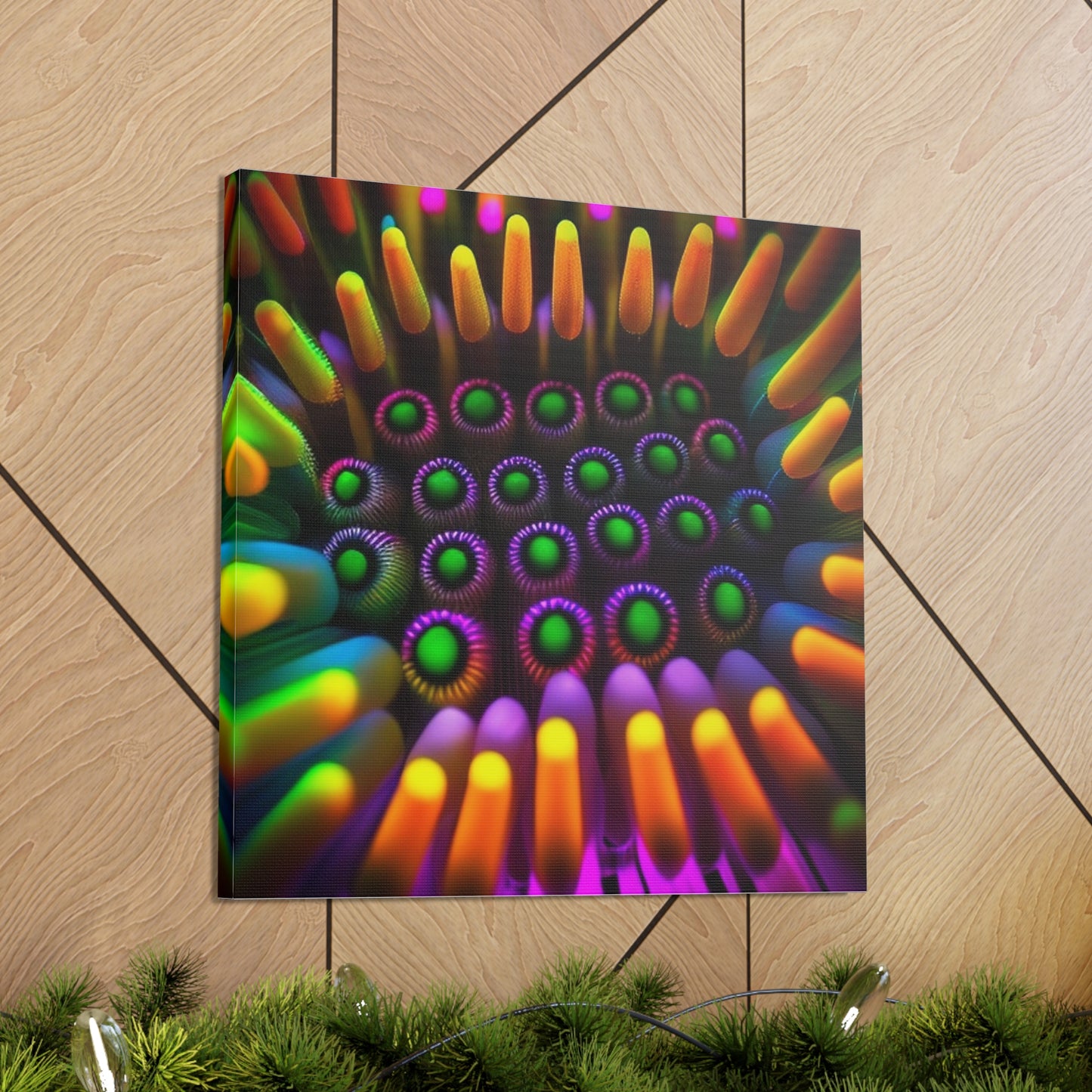 Canvas Gallery Wraps Macro cactusNeon Square 4