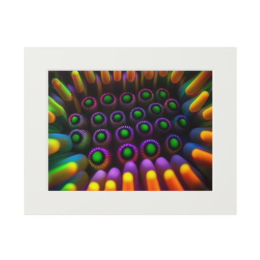 Fine Art Prints (Passepartout Paper Frame) Macro Cactus neon square 4