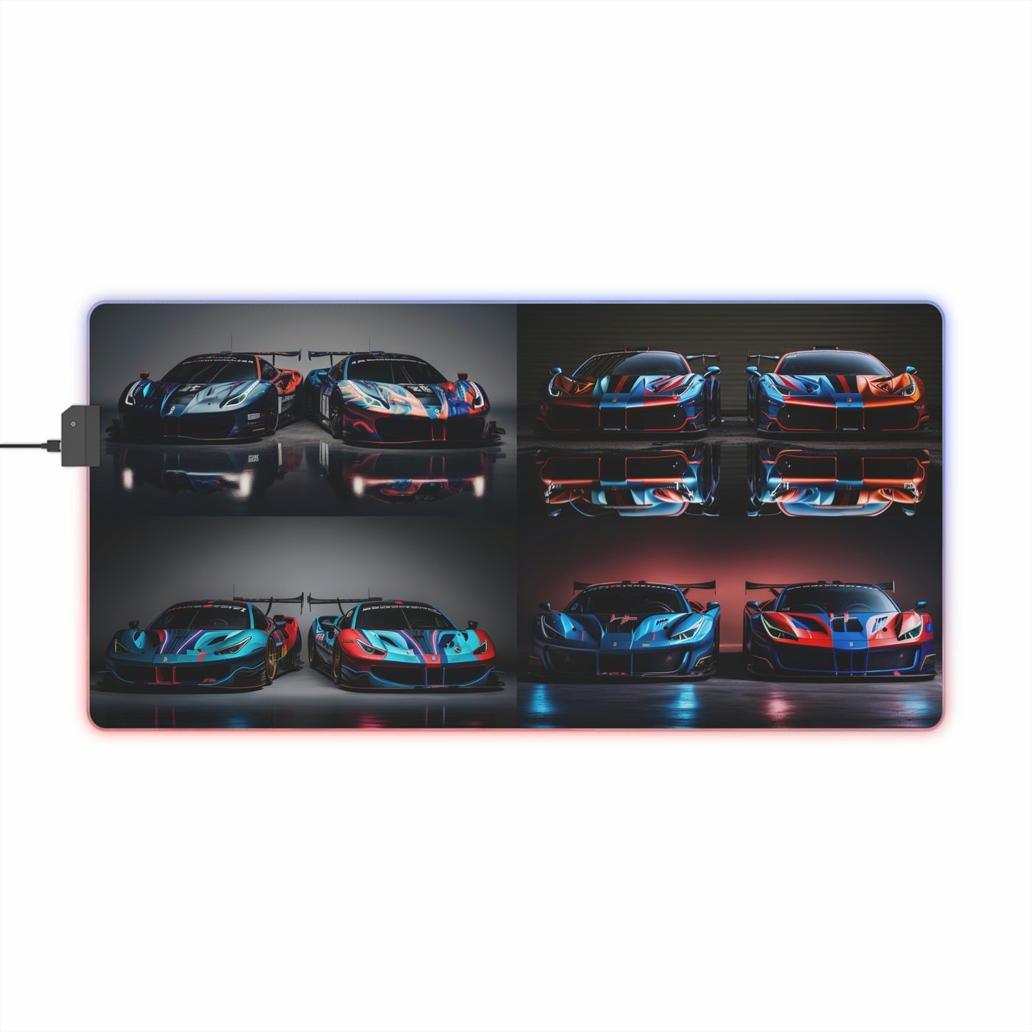 LED Gaming Mouse Pad Ferrari Blue Red 4 Pack