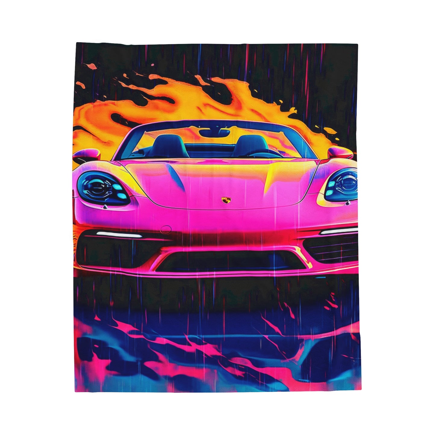 Velveteen Plush Blanket Pink Porsche water fusion 1