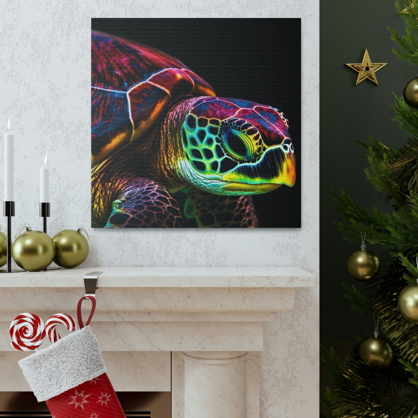 Canvas Gallery Wraps Neon Sea Turtle 3