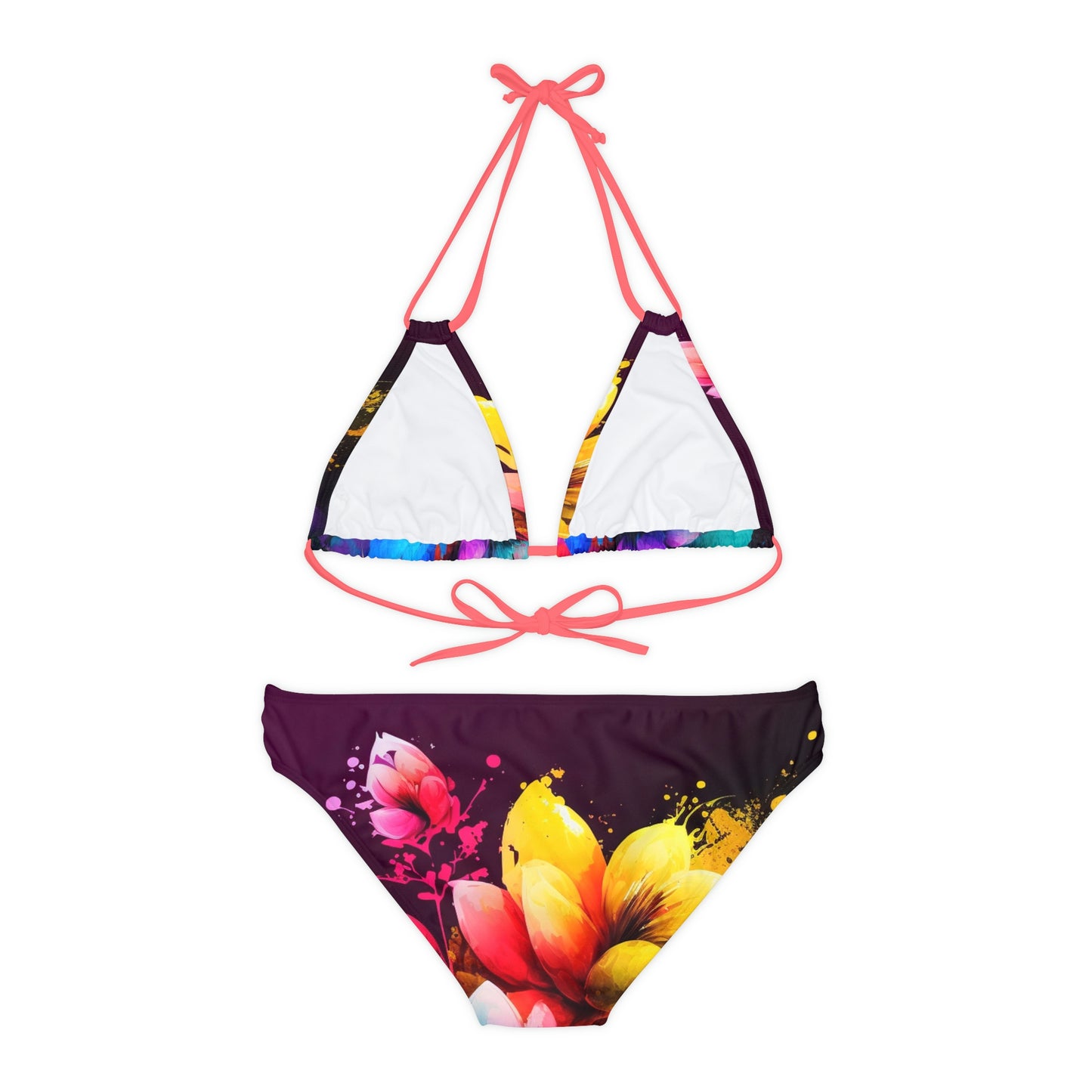 Strappy Bikini Set (AOP) Bright Spring Flowers 3