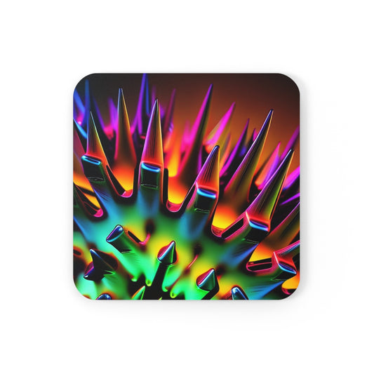 Cork Back Coaster Macro Neon Spike 2