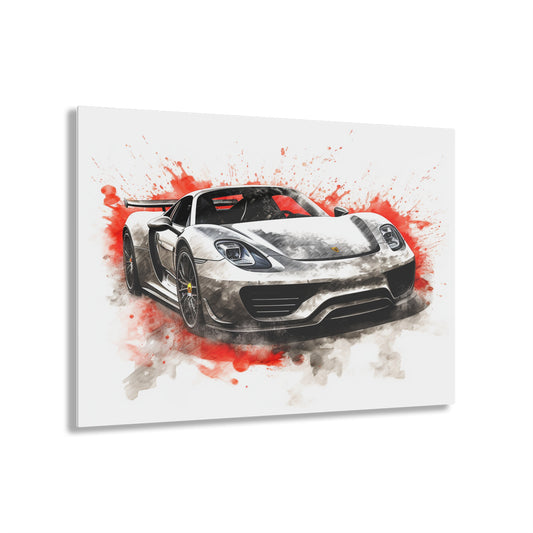 Acrylic Prints 918 Spyder white background driving fast with water splashing 4