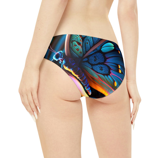 Strappy Bikini Set (AOP) Neon Butterfly Macro 1