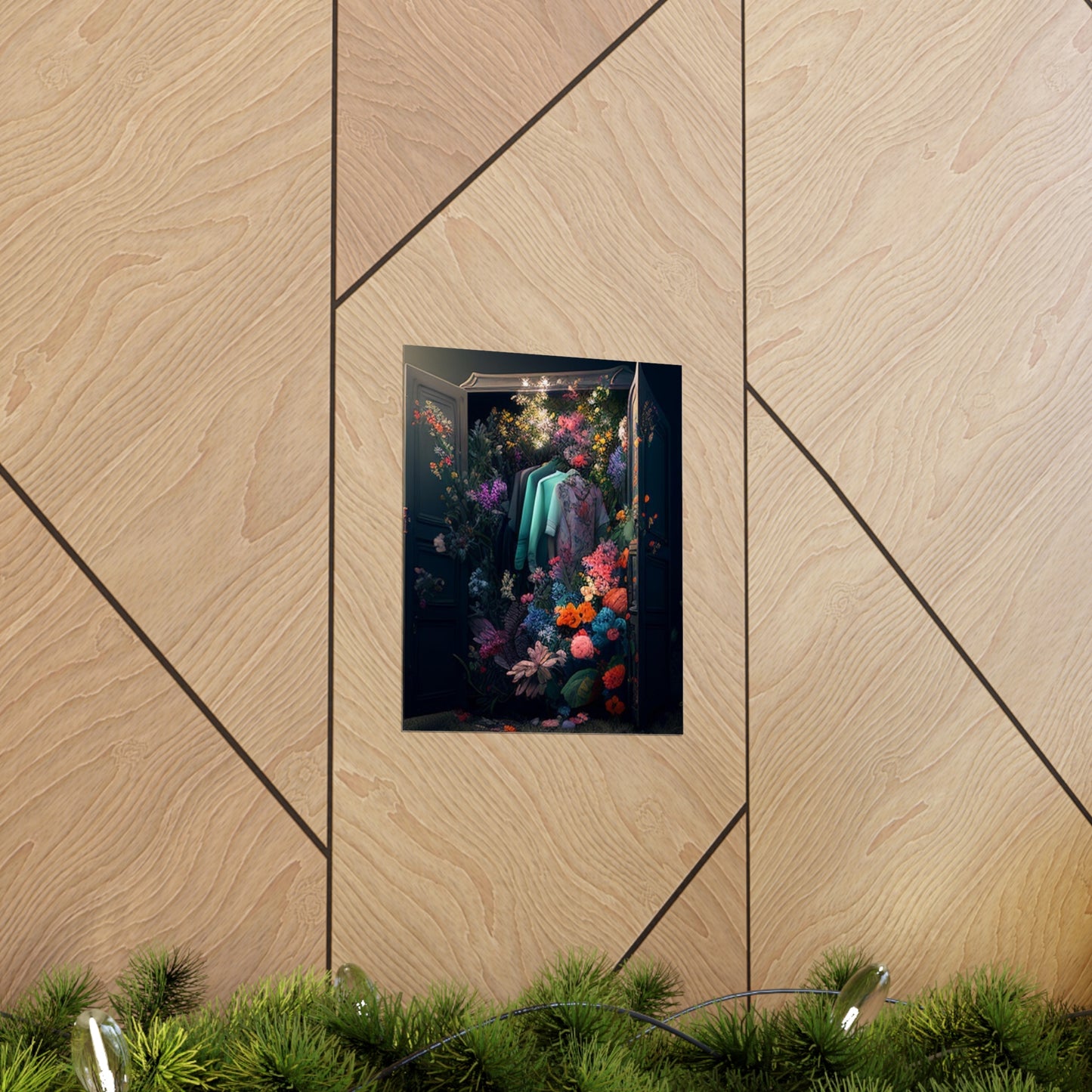 Premium Matte Vertical Posters A Wardrobe Surrounded by Flowers 1