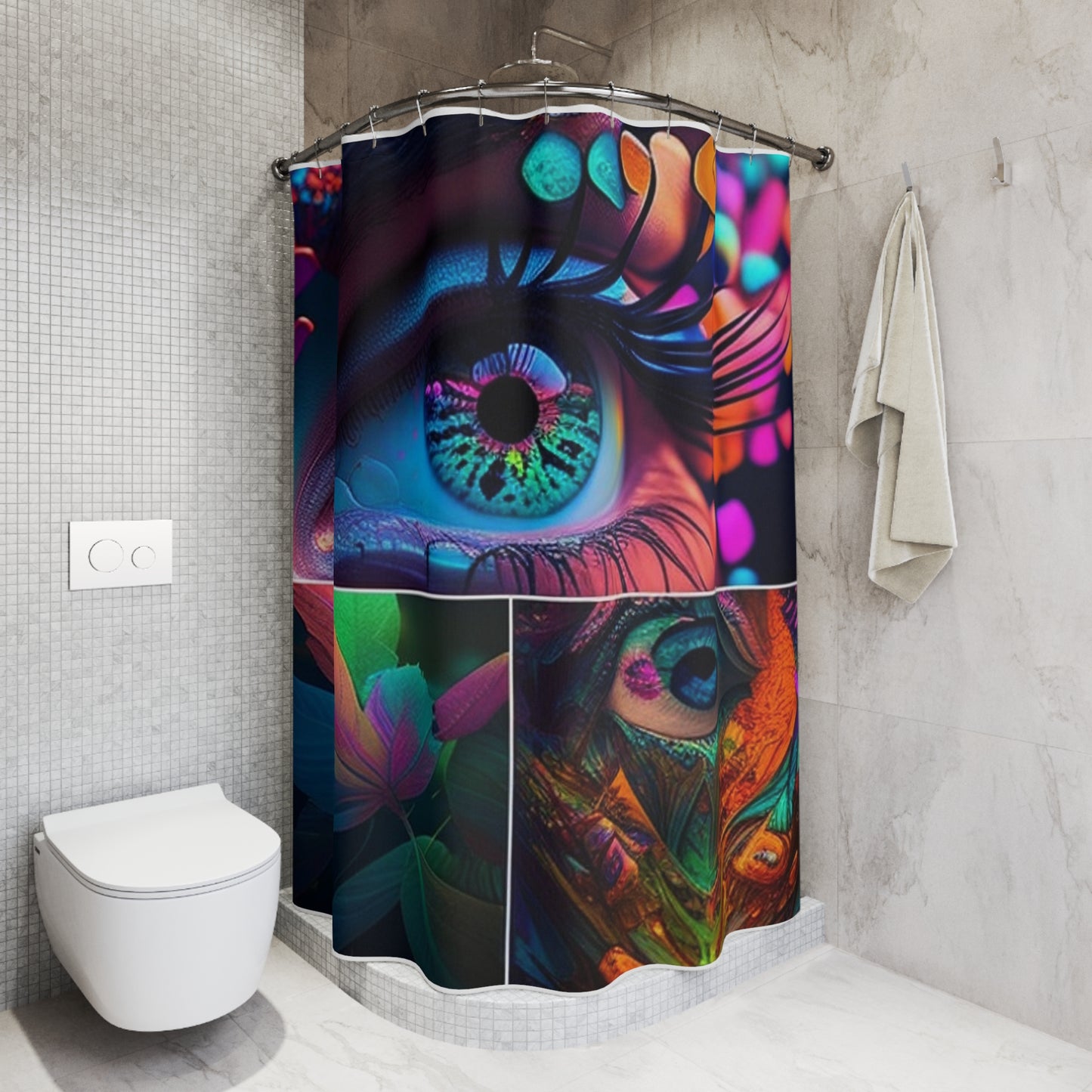 Polyester Shower Curtain Neon Florescent Glow 3