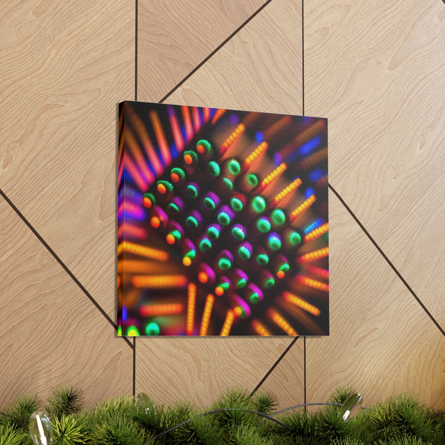 Canvas Gallery WrapsMacro Cactus neon square 3