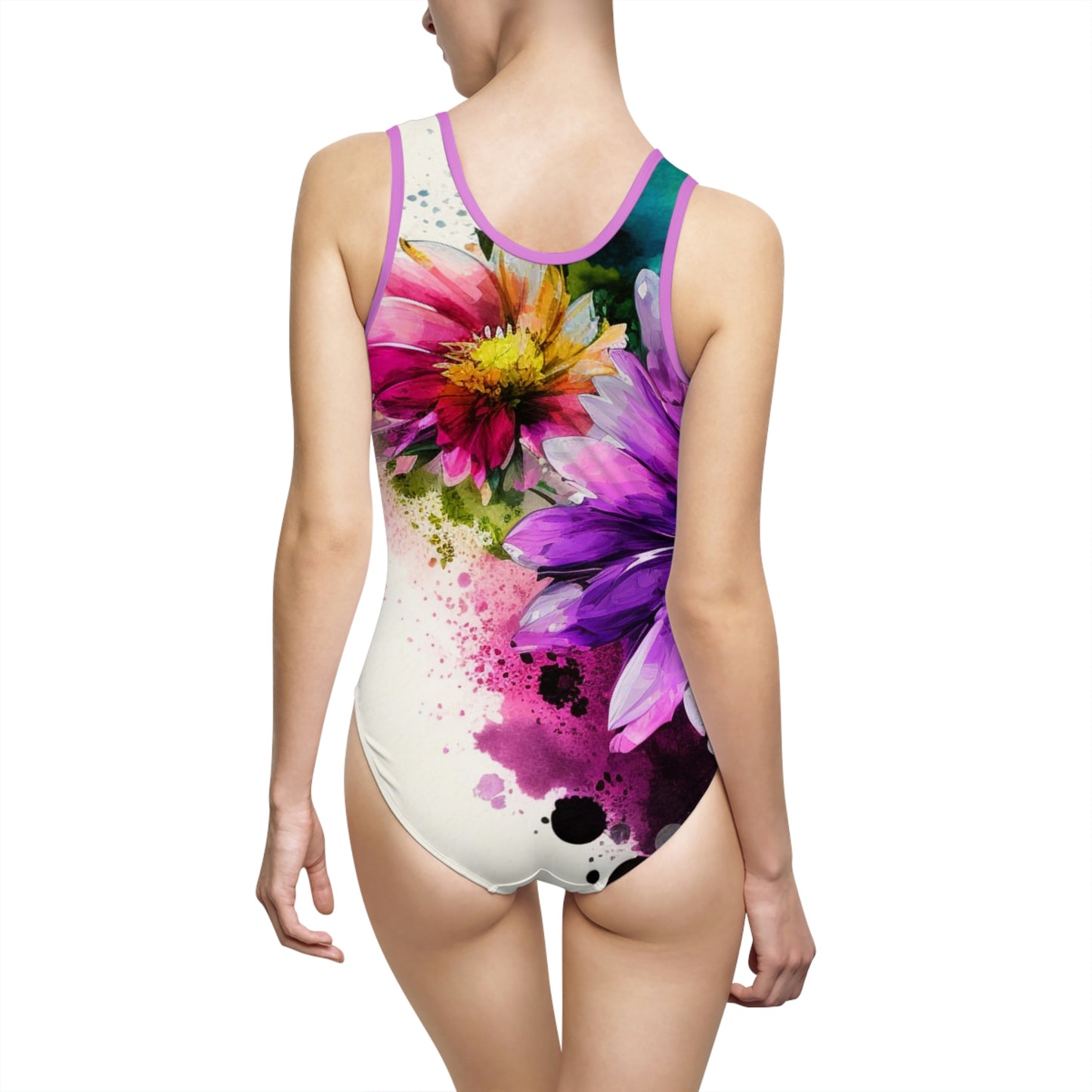 Women's Classic One-Piece Swimsuit (AOP) Bright Spring Flowers 1