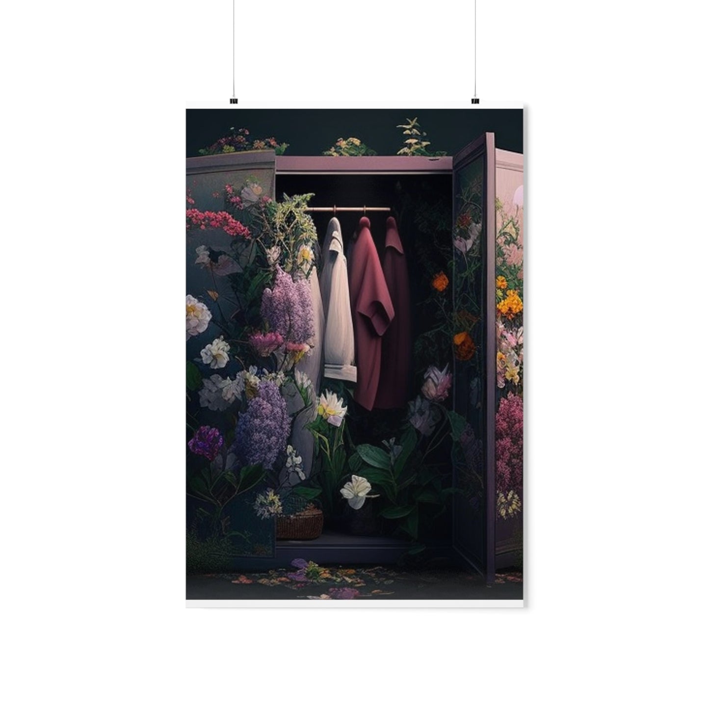 Premium Matte Vertical Posters A Wardrobe Surrounded by Flowers 2