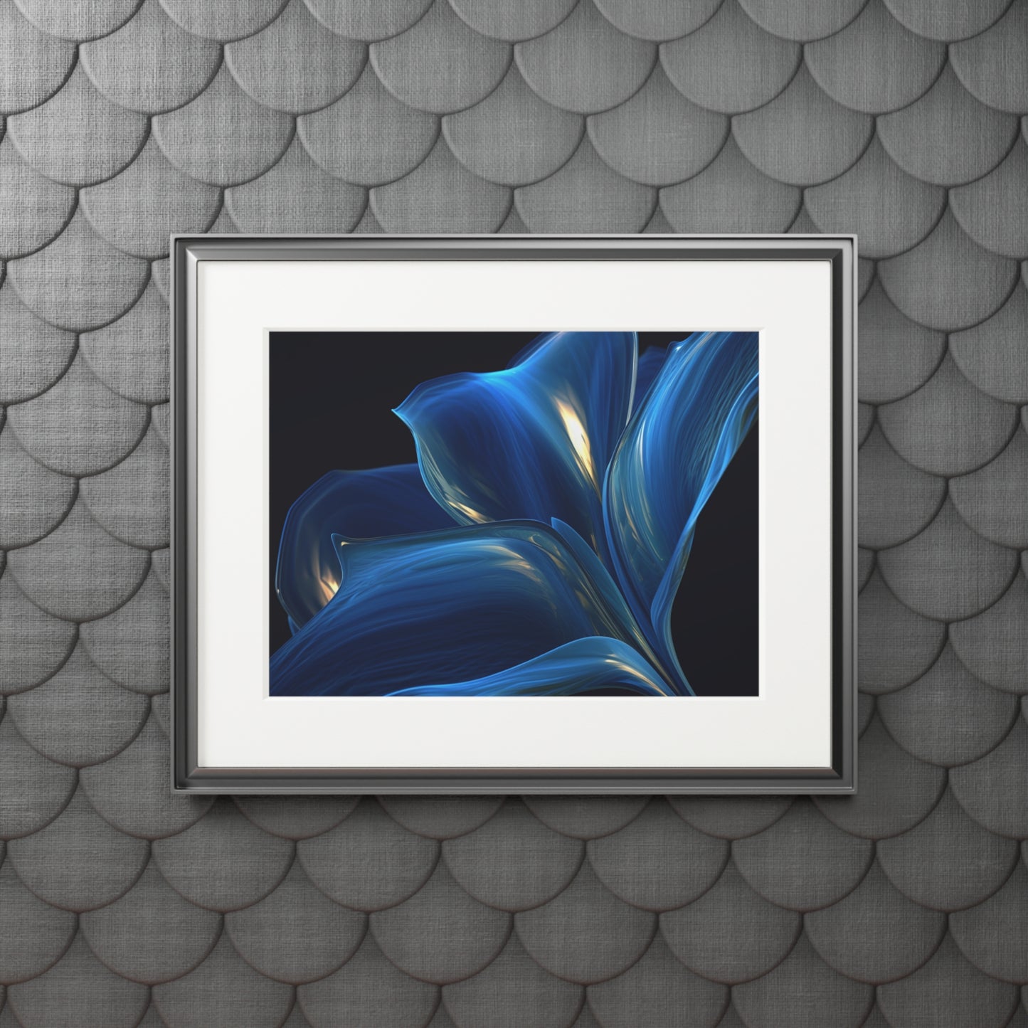 Fine Art Prints (Passepartout Paper Frame) Abstract Blue Tulip 1