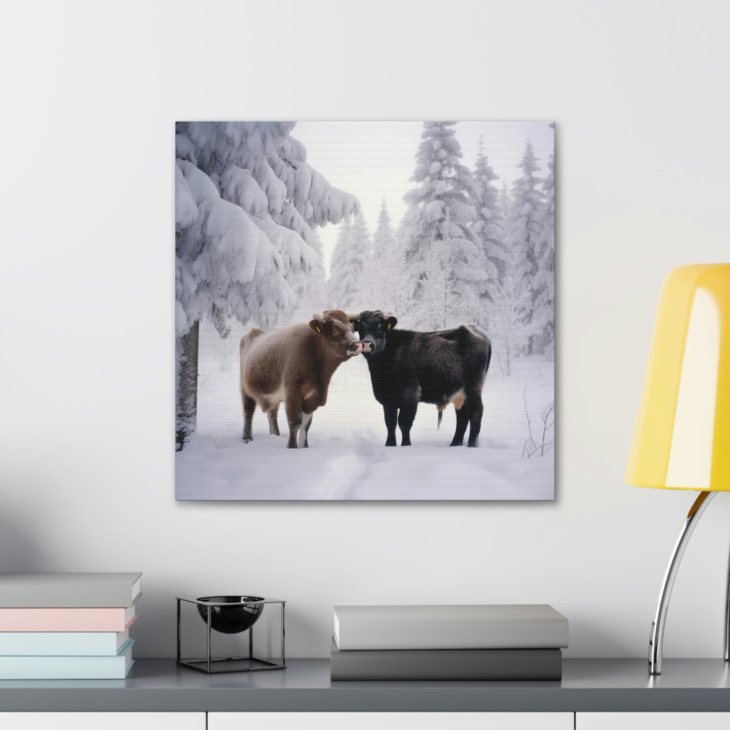 Canvas Gallery Wraps Long Haired Cow snow 3