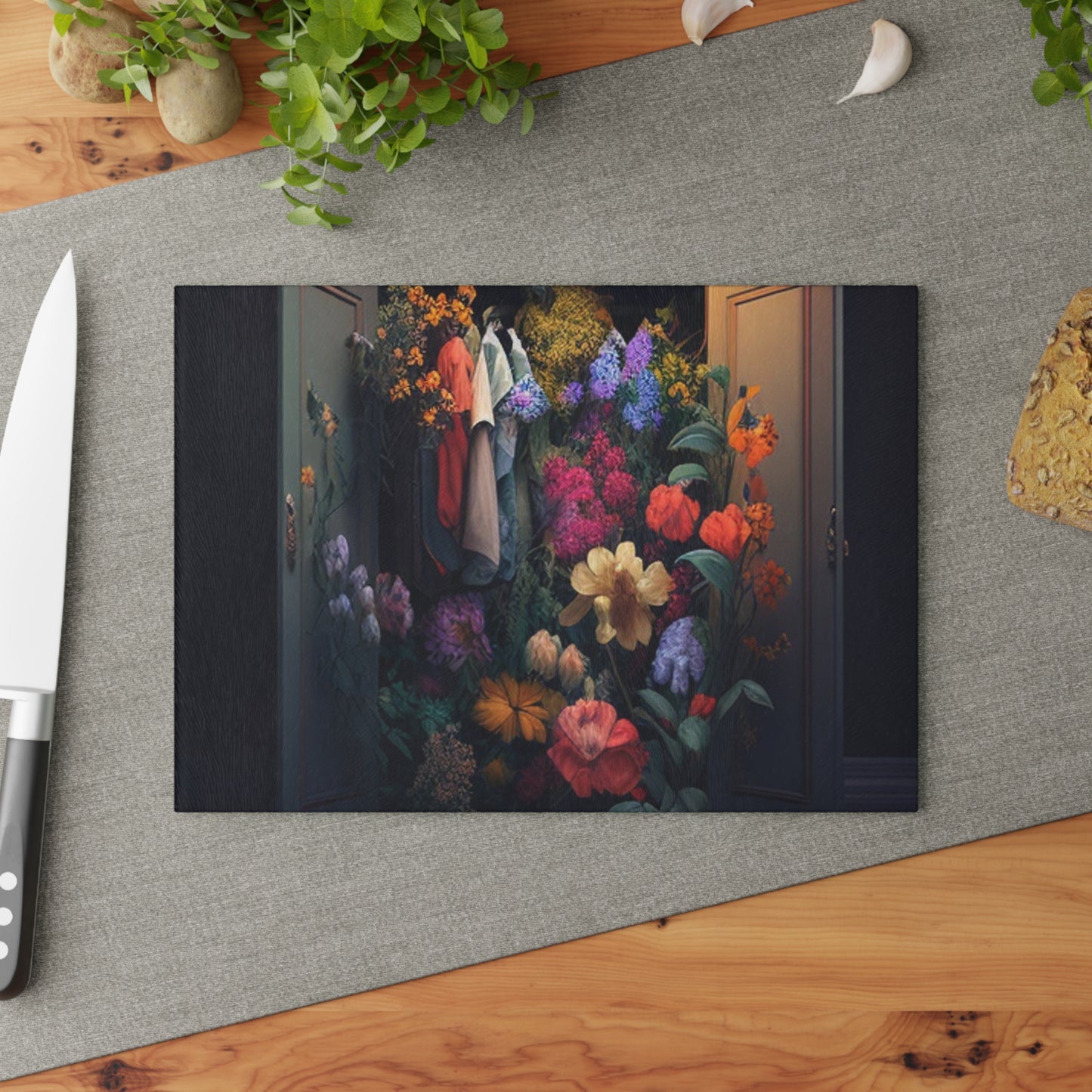 Glass Cutting Board A Wardrobe Surrounded by Flowers 4