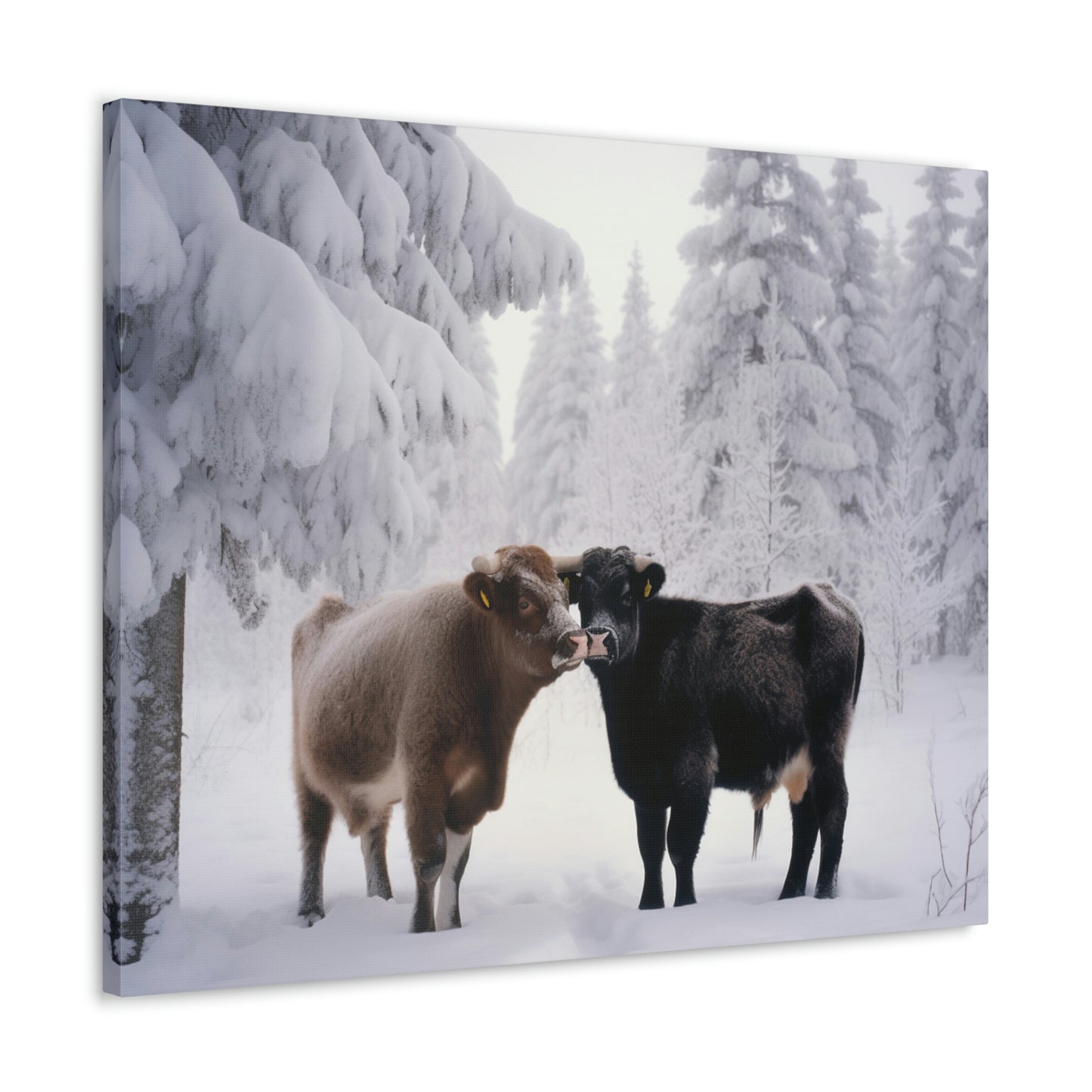 Canvas Gallery Wraps Long Haired Cow snow 3