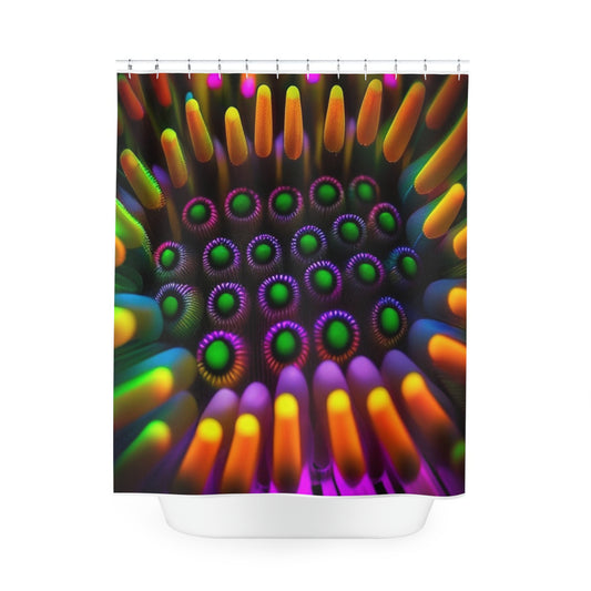 Polyester Shower Curtain Macro Cactus neon square 4