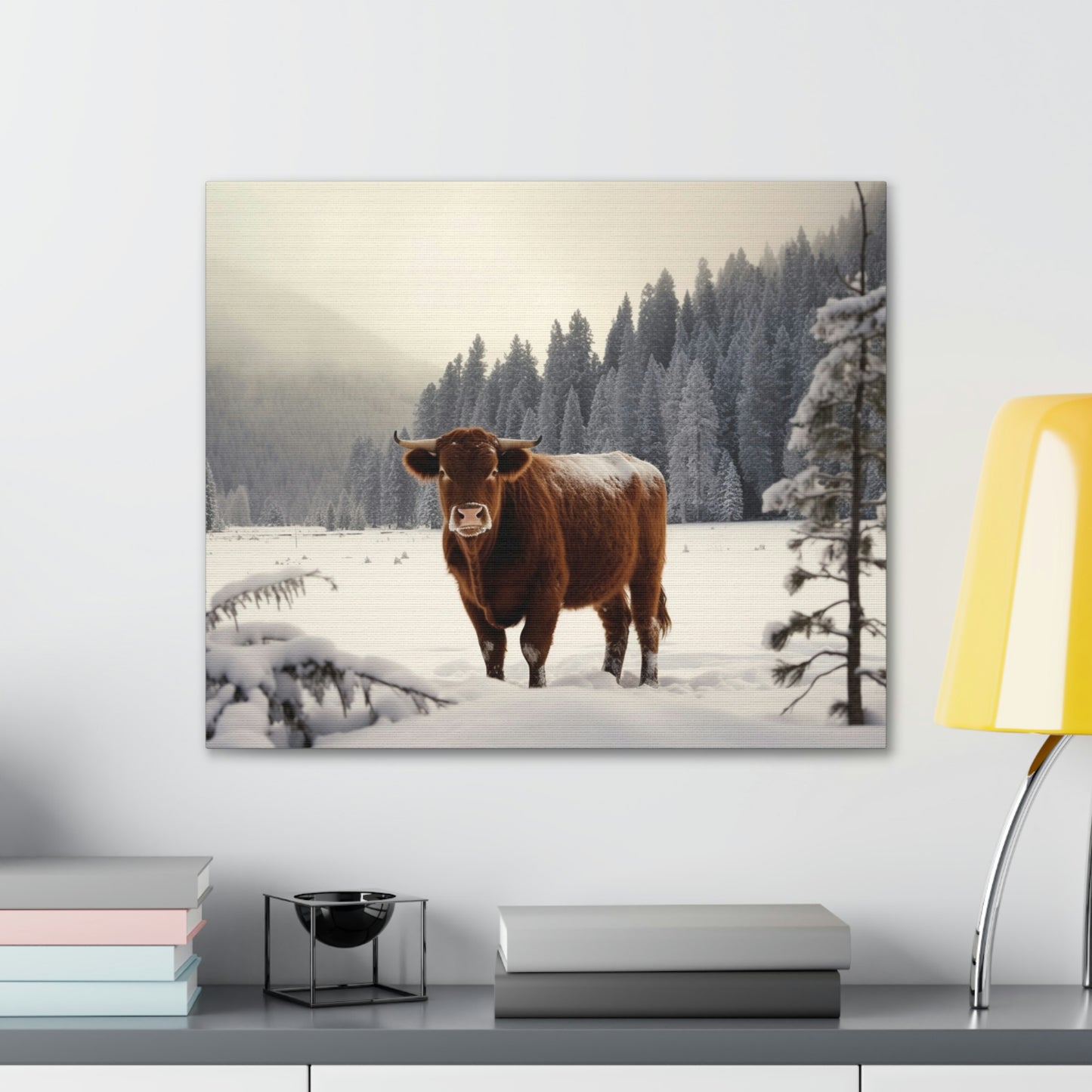 Canvas Gallery Wraps Cow Snow 3