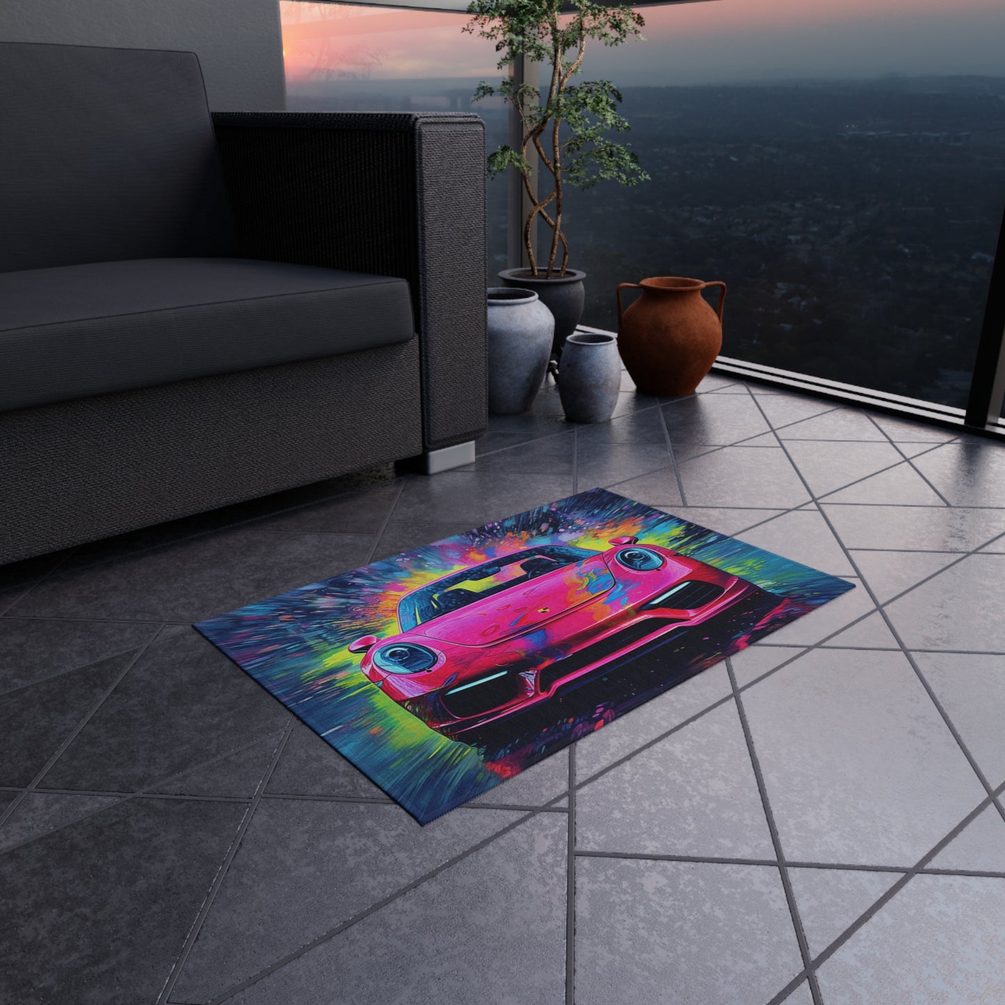 Outdoor Rug  Pink Porsche water fusion 3