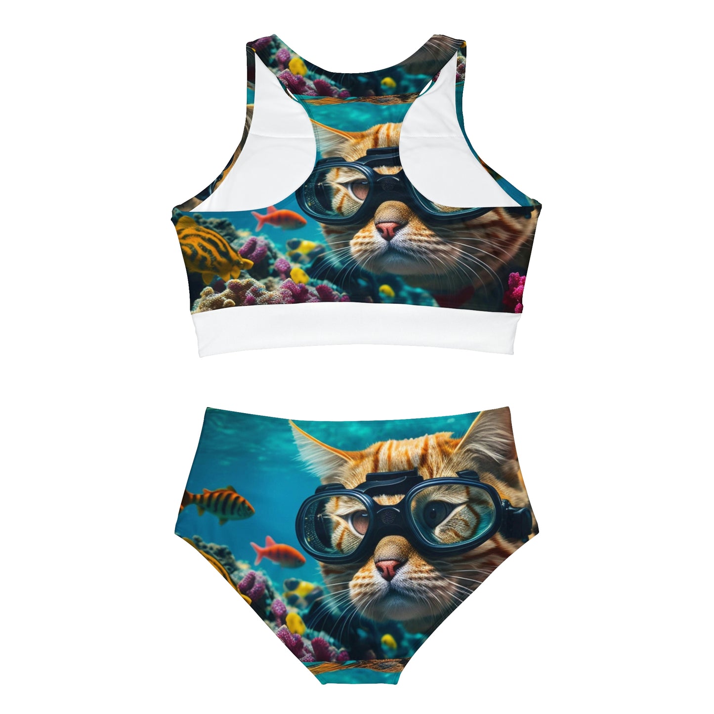 Sporty Bikini Set (AOP) Scuba Cat 3