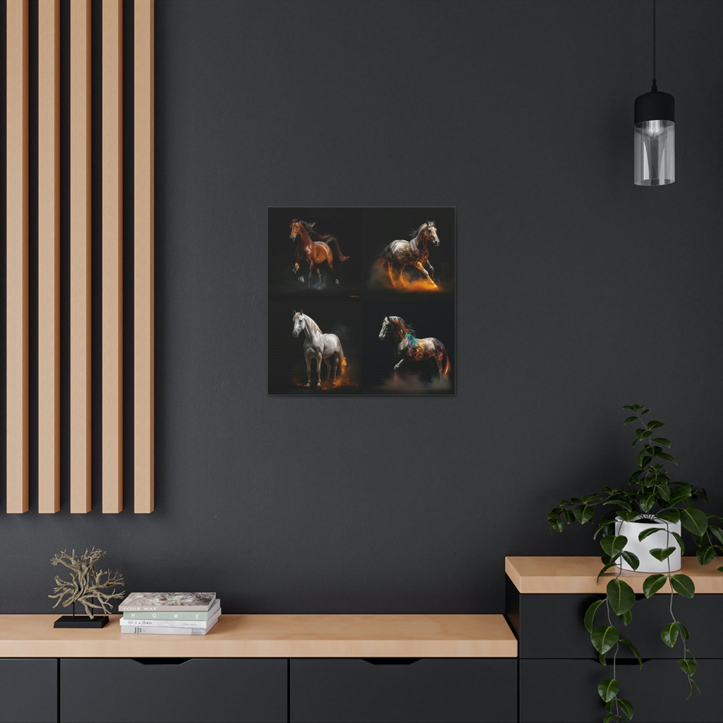 Canvas Gallery Wraps Horses smoke 4 Pack