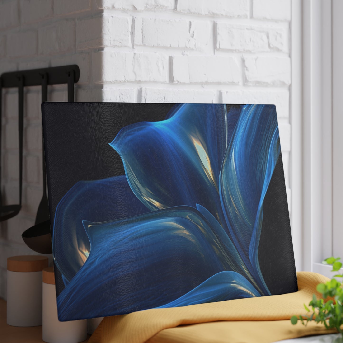 Glass Cutting Board Abstract Blue Tulip 1