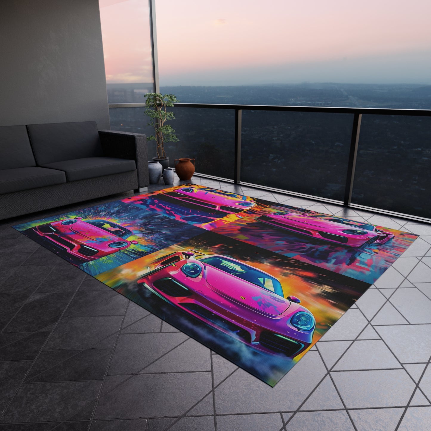 Outdoor Rug  Pink Porsche water fusion 5