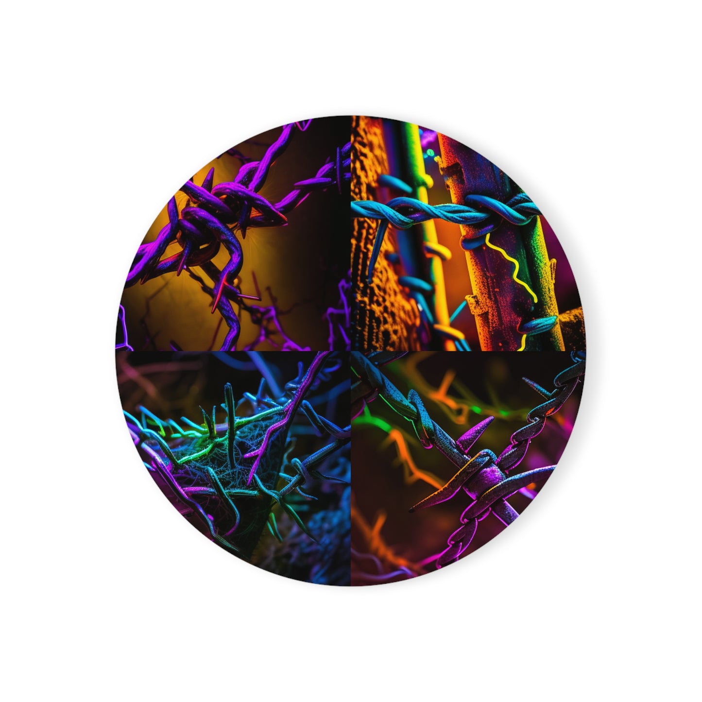 Cork Back Coaster Macro Neon Barb