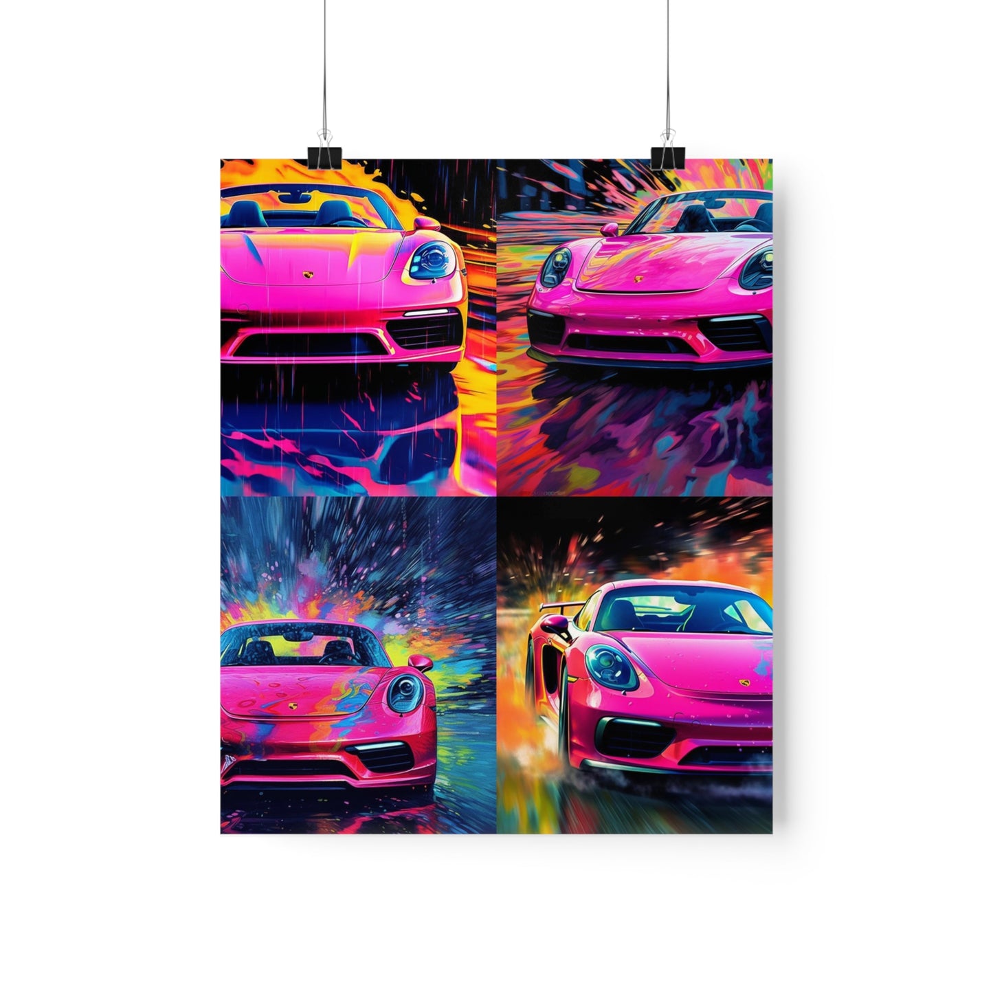 Premium Matte Vertical Posters Pink Porsche water fusion 5