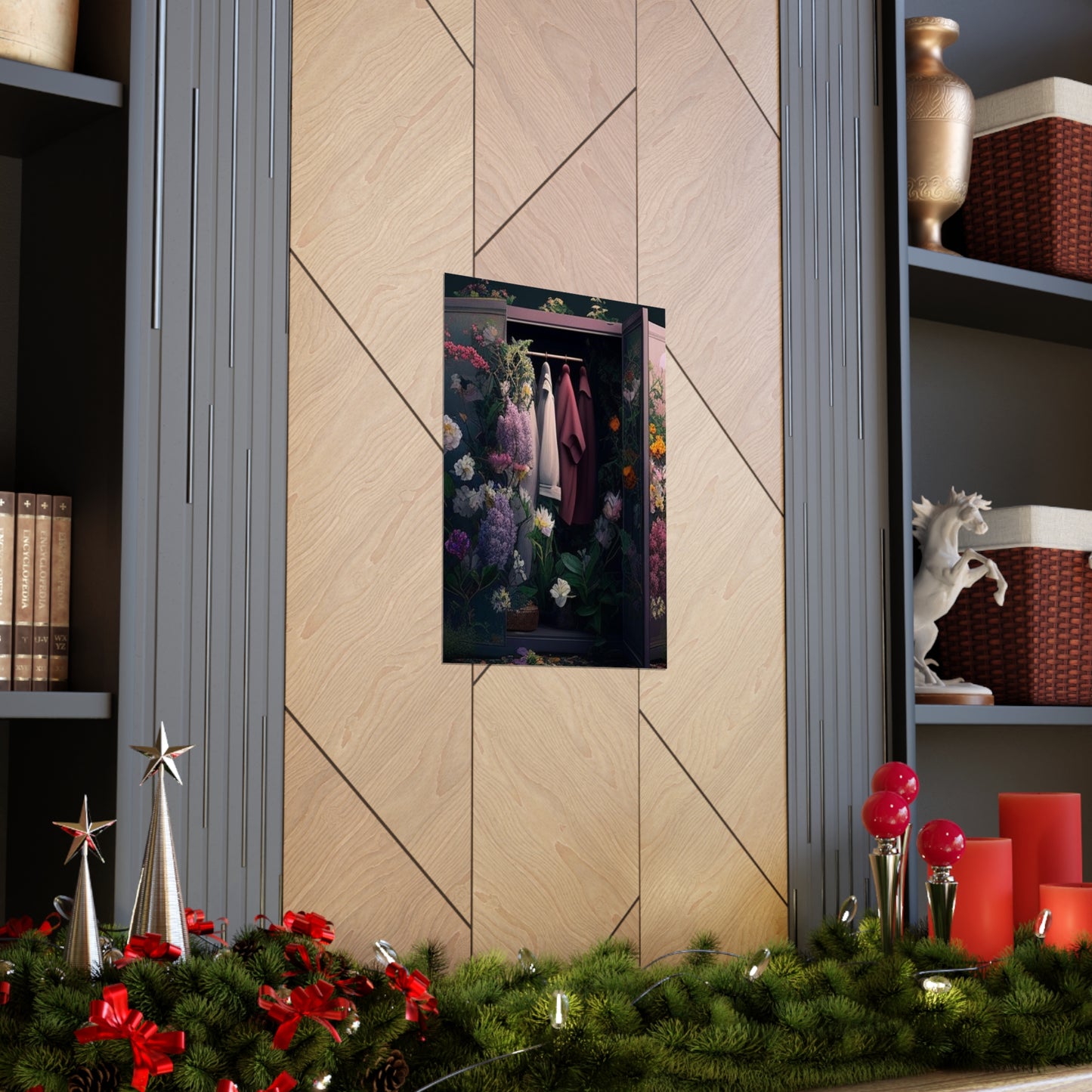 Premium Matte Vertical Posters A Wardrobe Surrounded by Flowers 2